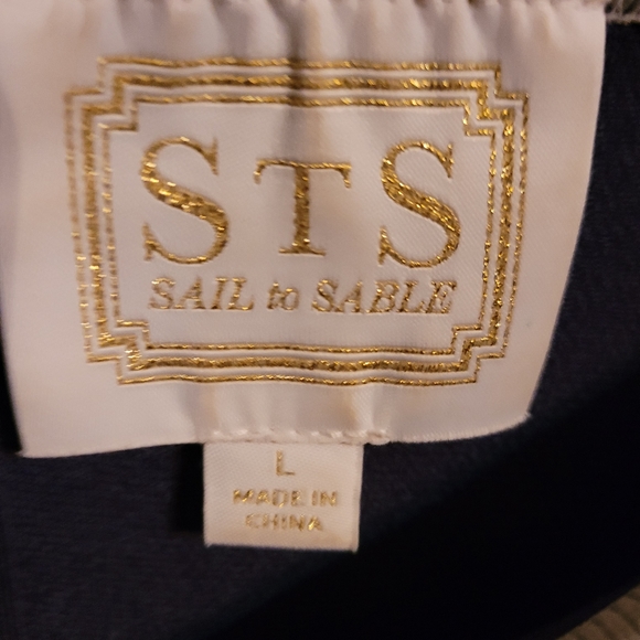 Sail to Sable Dark Blue Grey Accents Shaped Long-sleeve Top Ponte Knit L - Picture 7 of 10